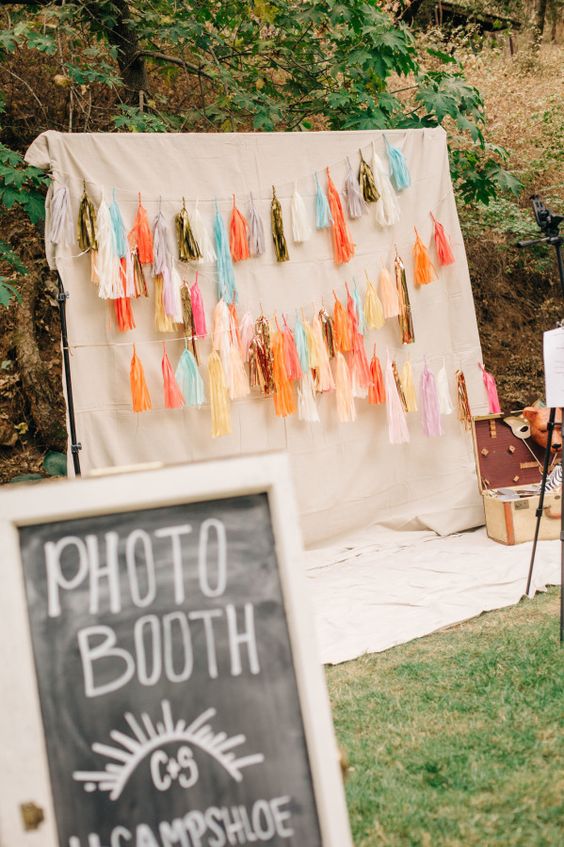 pastel bohemian wedding photo booth
