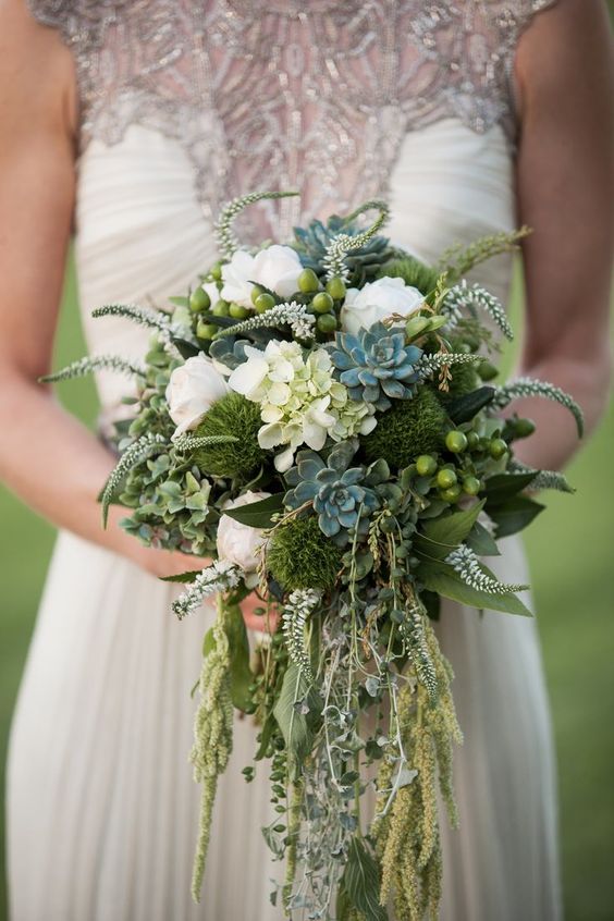 rustic bridal bouquet with moss