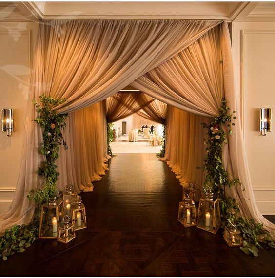 20 Creative Wedding Entrance Walkway Decor Ideas 21 rustic indoor wedding aisle decor