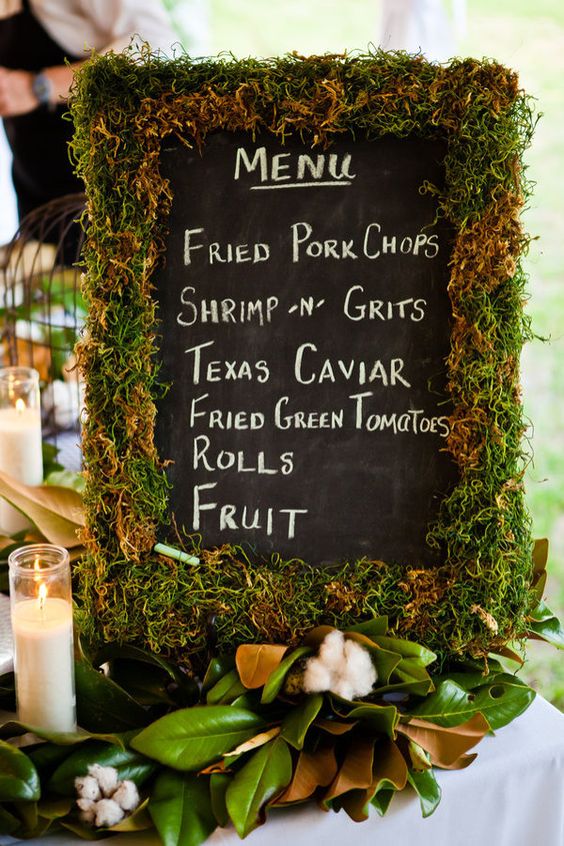 rustic moss wedding sign decor ideas