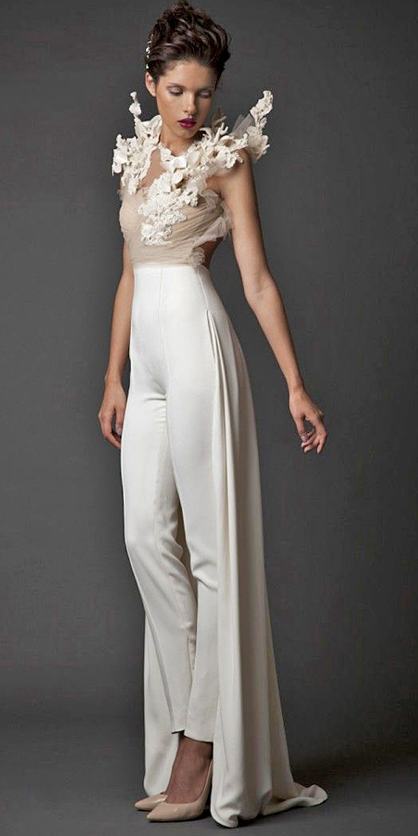 wedding pantsuit via krikor jabotian