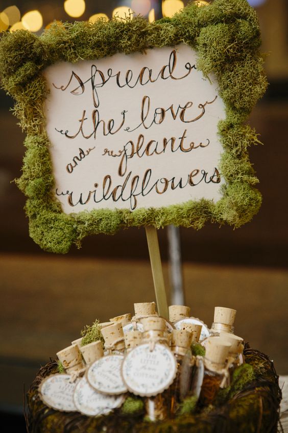 wildflower seeds in mini cork vials wedding favor ideas