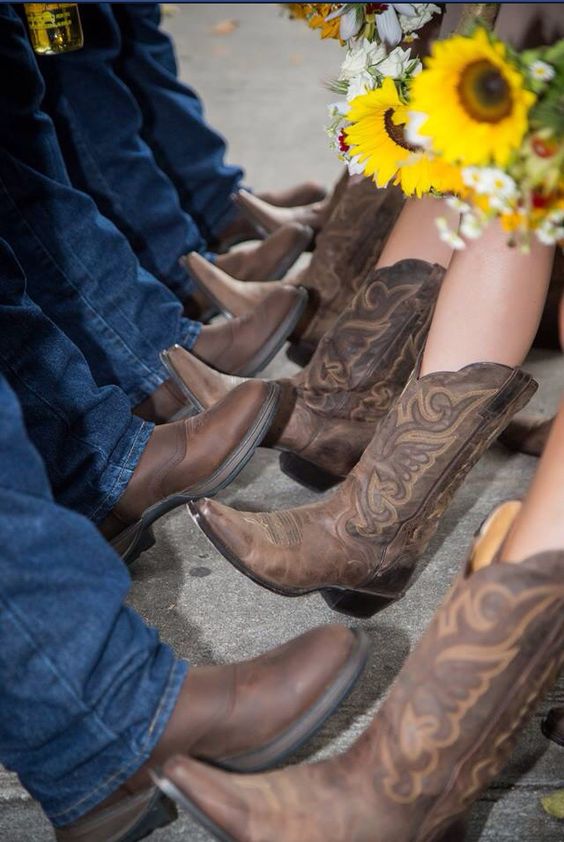 Bridesmaids and groomsmen cowboy boots