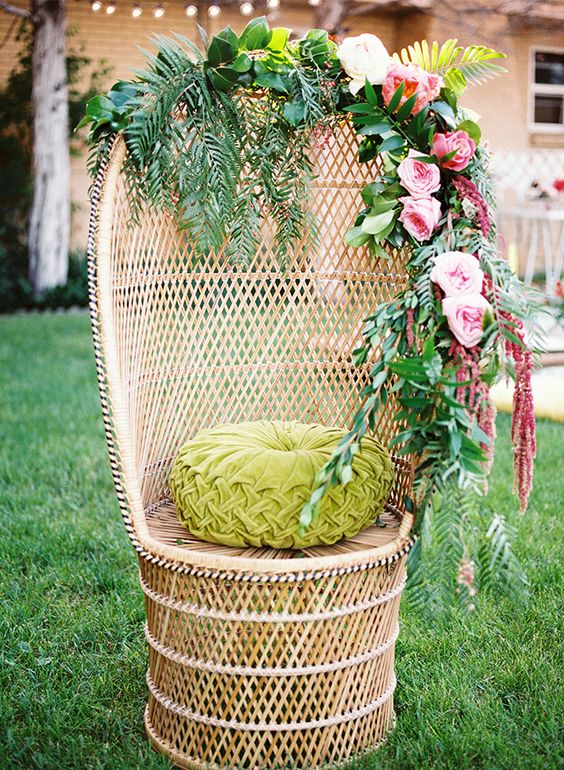 Bright Boho tropical bridal shower decor