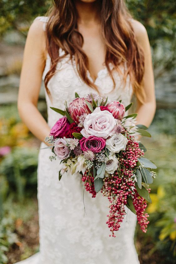 Cascading Bridal Bouquets