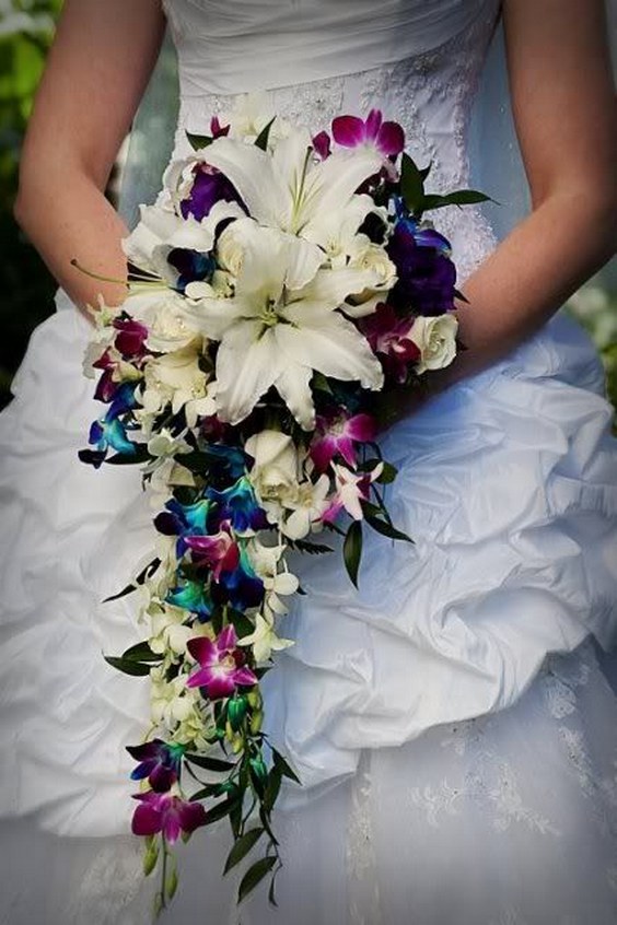 Cascading Peacock Wedding Bouquet