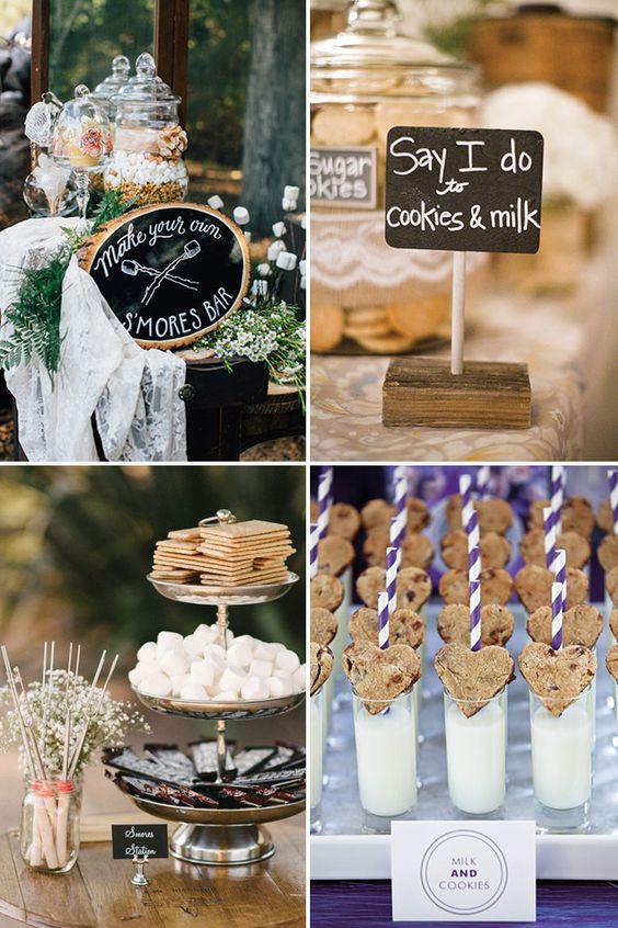 30 Trendy Wedding S'more, Cookies & Milk Bar Ideas 12 Cookies and Milk and S'mores Bar