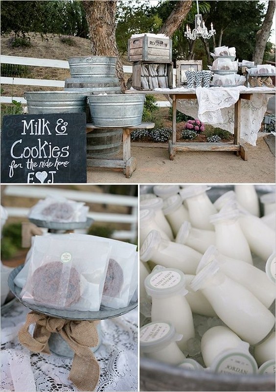 30 Trendy Wedding S'more, Cookies & Milk Bar Ideas 11 Country Milk & Cookies Dessert Bar