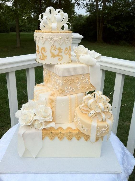 Gold Topsy Turvy Wedding Cake