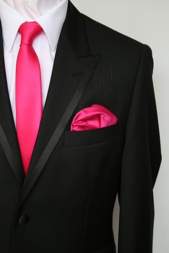 Groomsmen wear gray, ushers in fuchsia