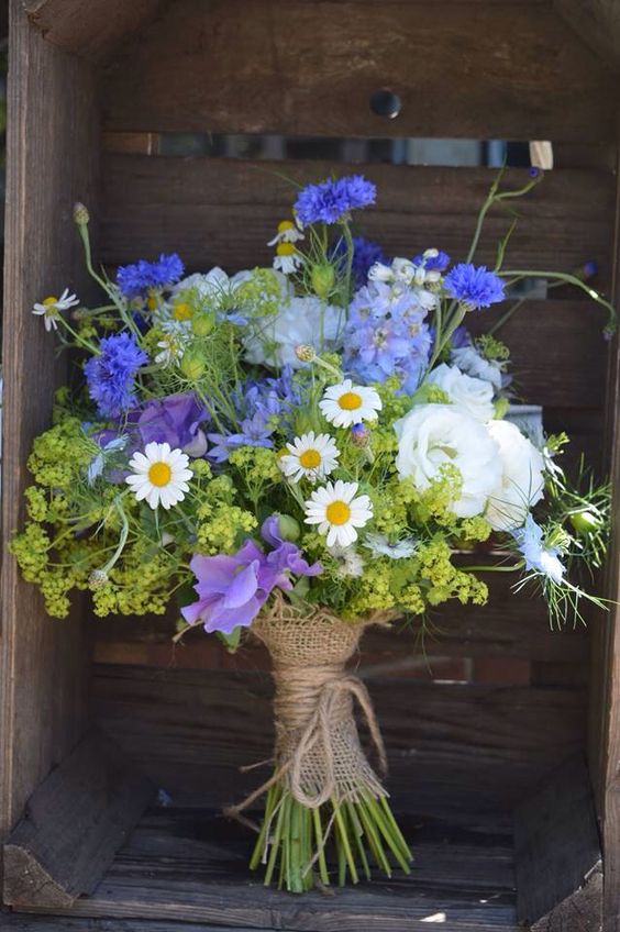 High summer wedding bouquet using cornflowers