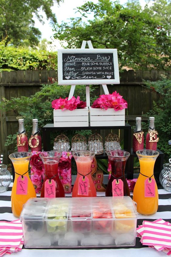 Kate Spade Theme Mimosa Wedding Drink Bar