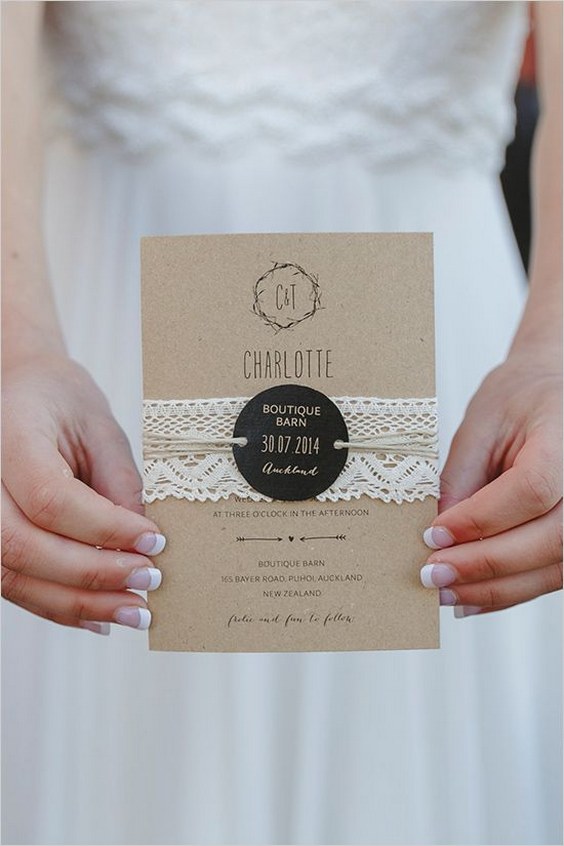 Lace Kraft Paper Wedding Invitation