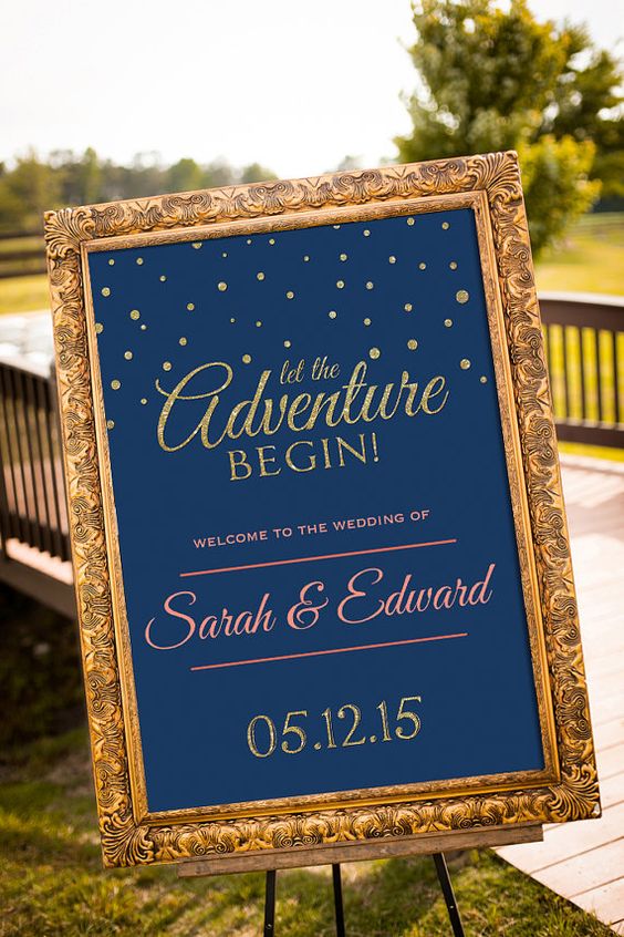 Navy & Gold Wedding Sign Decor