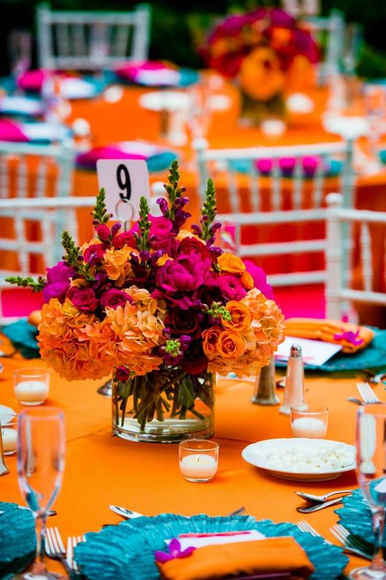 Orange Fuchsia Wedding Centerpieces
