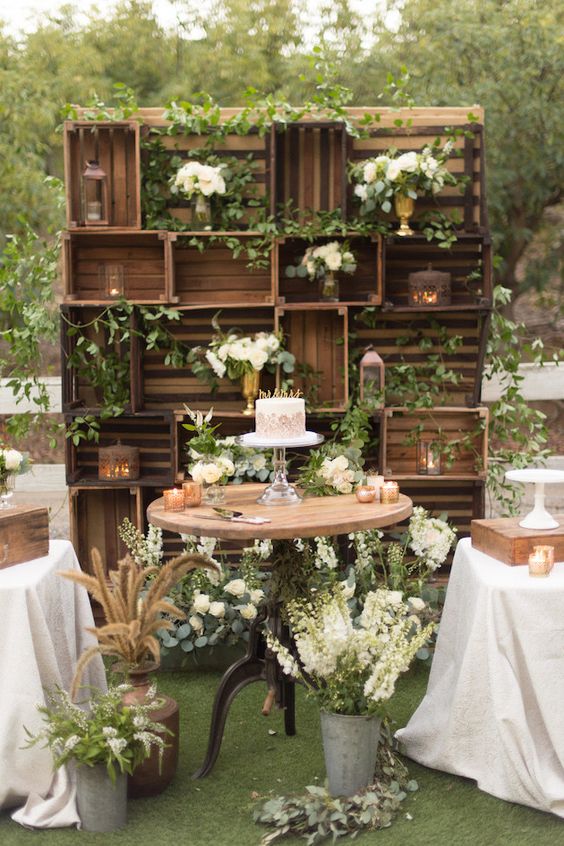 60 Rustic Country Wooden Crates Wedding Ideas 11 Outdoor Wooden Crates Wedding Backdrop