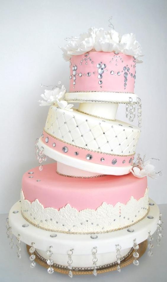 Pink Topsy Turvy Wedding Cake