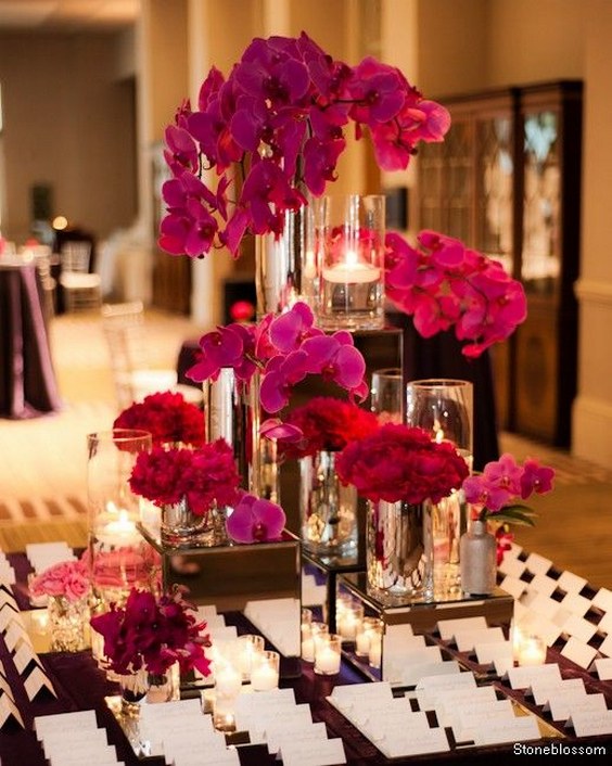 Purple and Fuschia Wedding Centerpiece