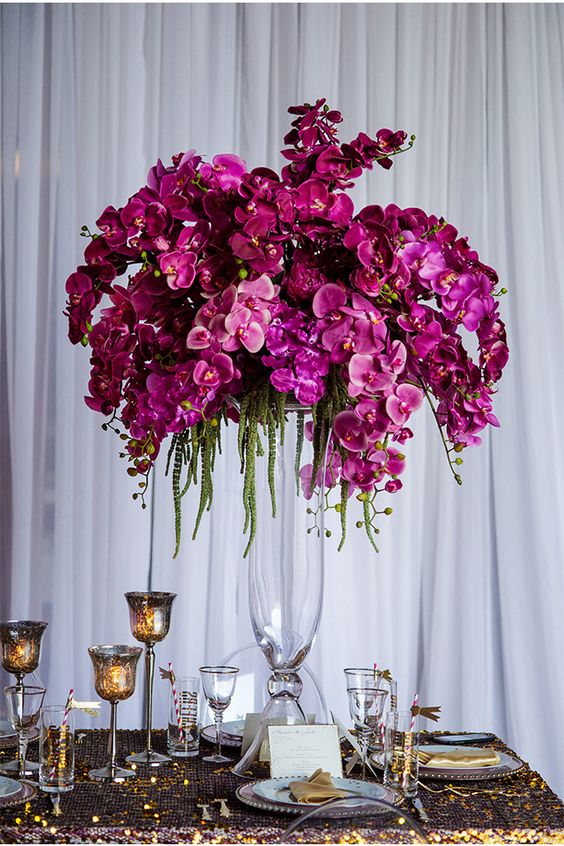 Radiant Fuchia Orchid Wedding Centerpiece