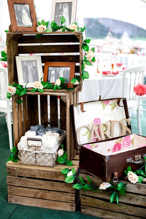 Romantic Rustic Lakeside Wedding Crates Photographs