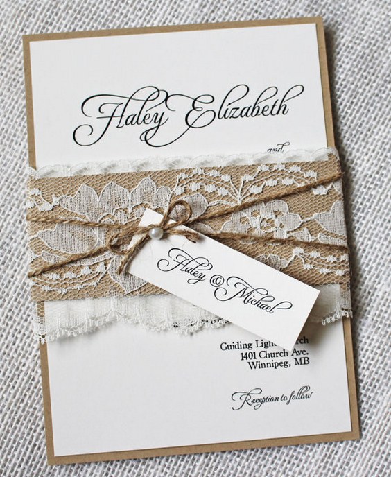 Rustic Burlap Wedding Invitations