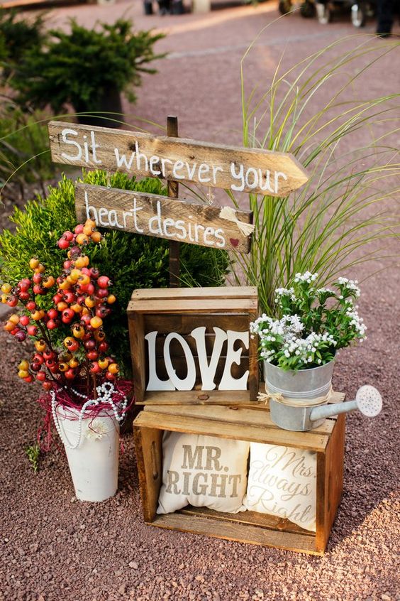 Rustic Chic Fall Wooden Crates Wedding Decor