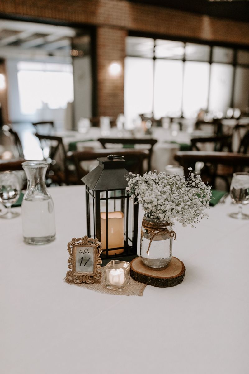 Rustic and Simplistic Mason Jar Wedding Centerpiece