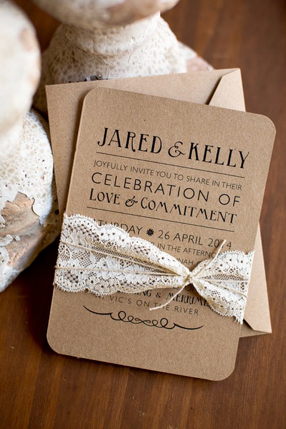 Rustic elegance printed or printable wedding invitations