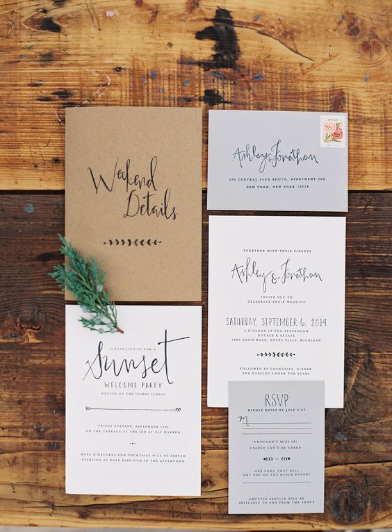 Rustic wedding invitation suite