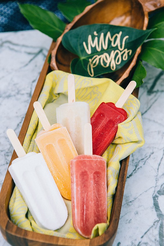 Tropical bridal shower dinner with fun flavored popsicles