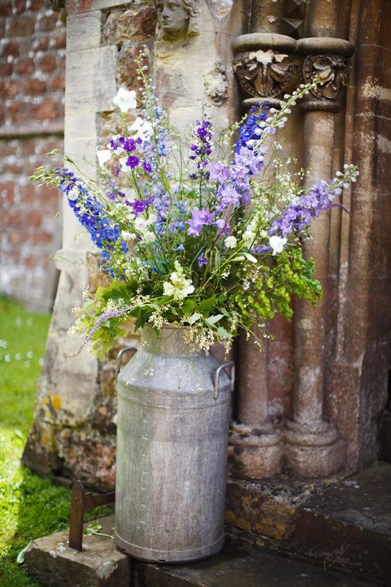 Wild country blooms milk jug wedding decor ideas