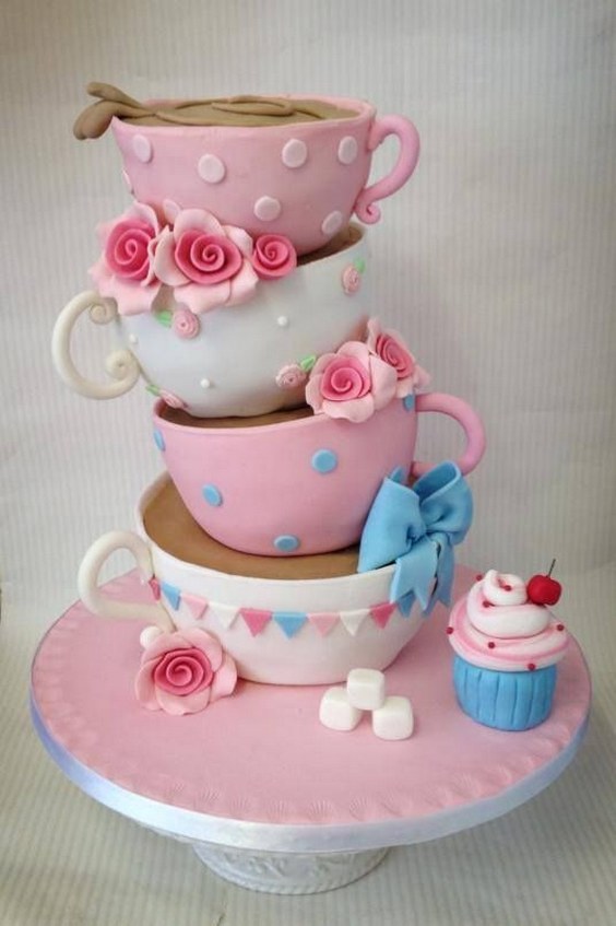 all edible Balancing tea cups Cake
