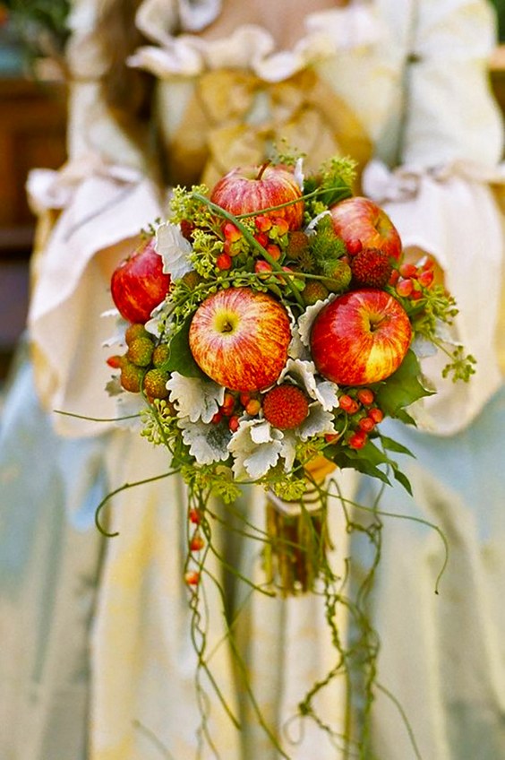 apples fall wedding bouquets via wildberry studio and design