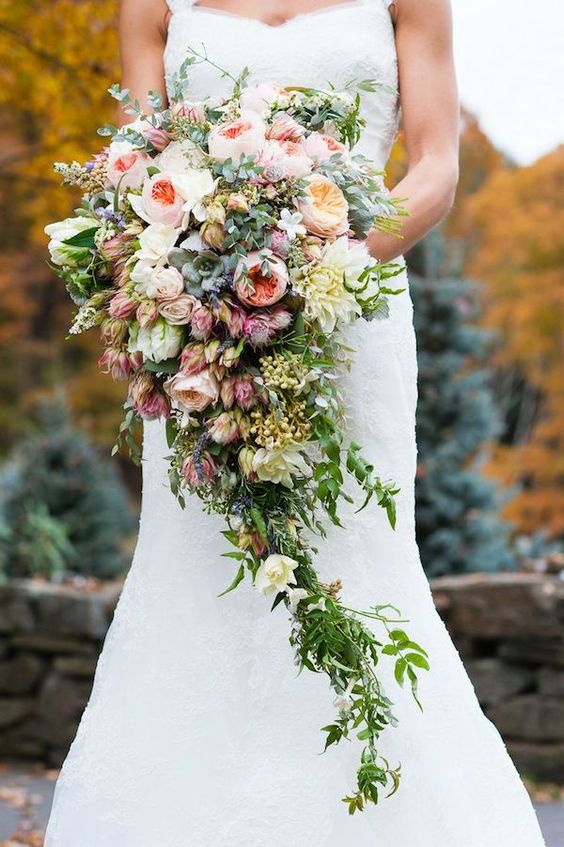 cascading wedding bouquet