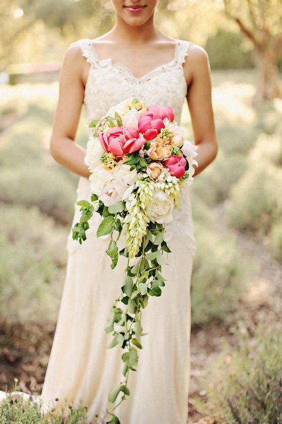 cascading wedding bouquets via brandi smyth photo