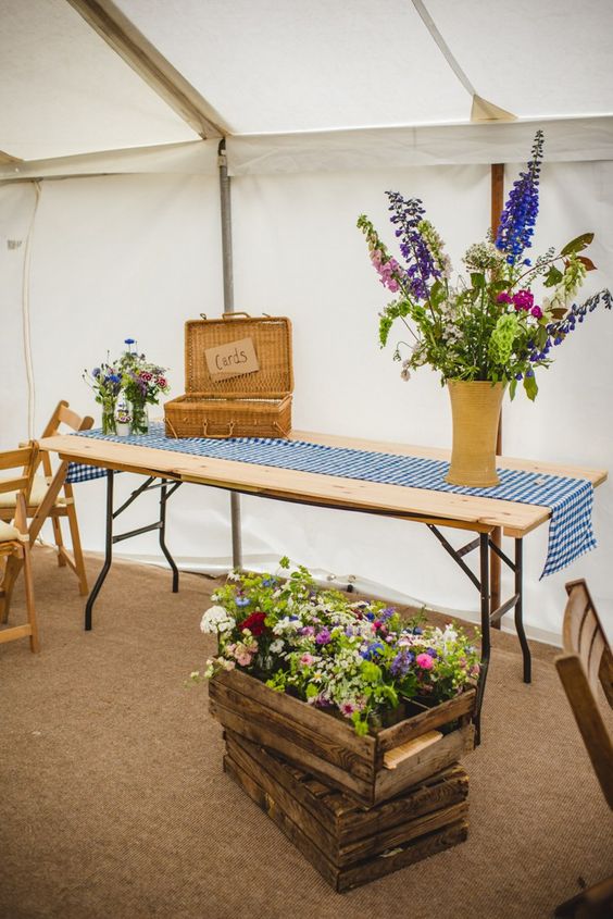 country farm wooden crates wedding decor