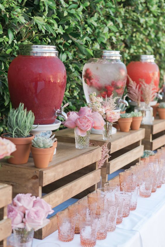 country wedding drink station decor