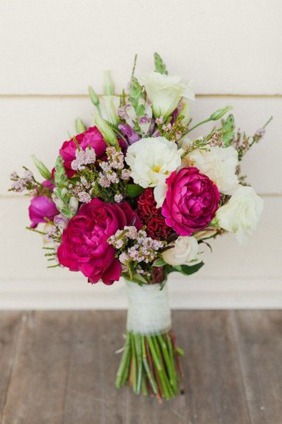 fuchsia peony and white bouquet