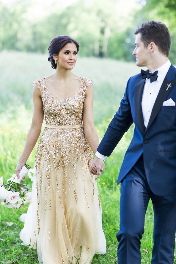 glamorous sparkly gold wedding dress