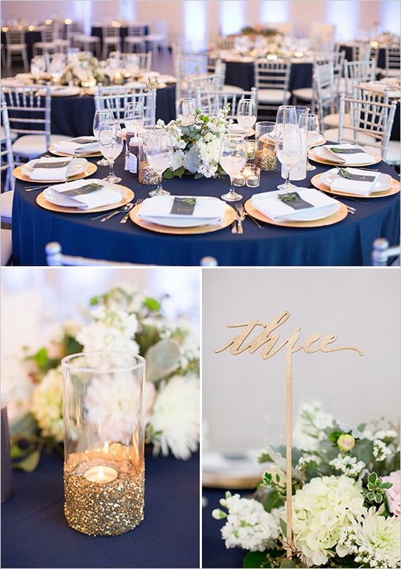 gold and navy table decor ideas
