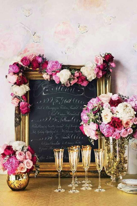 hot pink vintage wedding sign