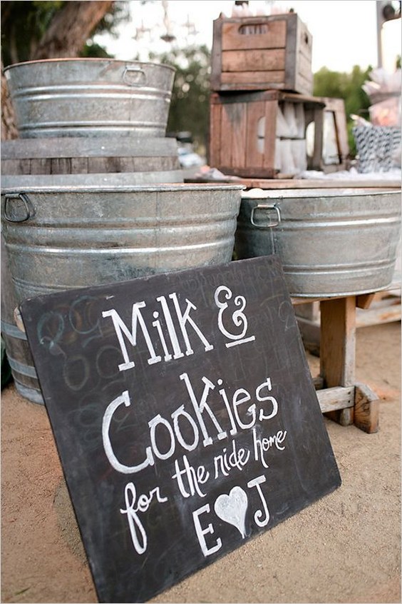 outdoor milk and cookie wedding bar