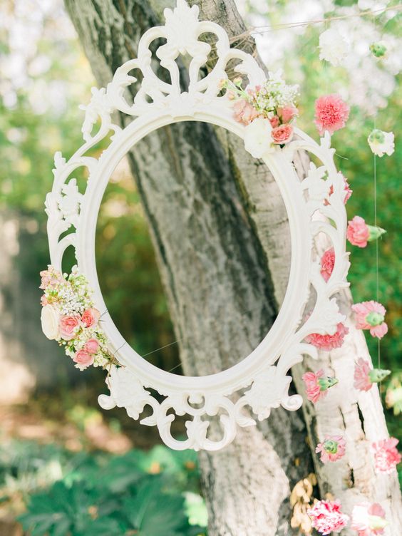 pink and white floating frames carnation backdrop