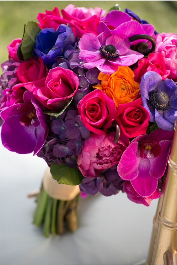 radiant orchid and jewel tones wedding bouquet