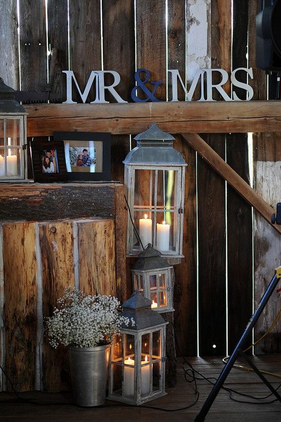 rustic barn wooden crates lantern wedding decor