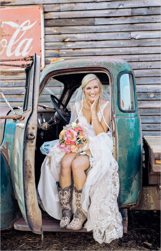 rustic bride and cowboy boots