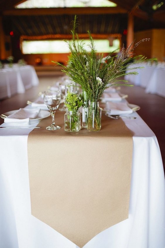 rustic country barn kraft paper wedding table runner