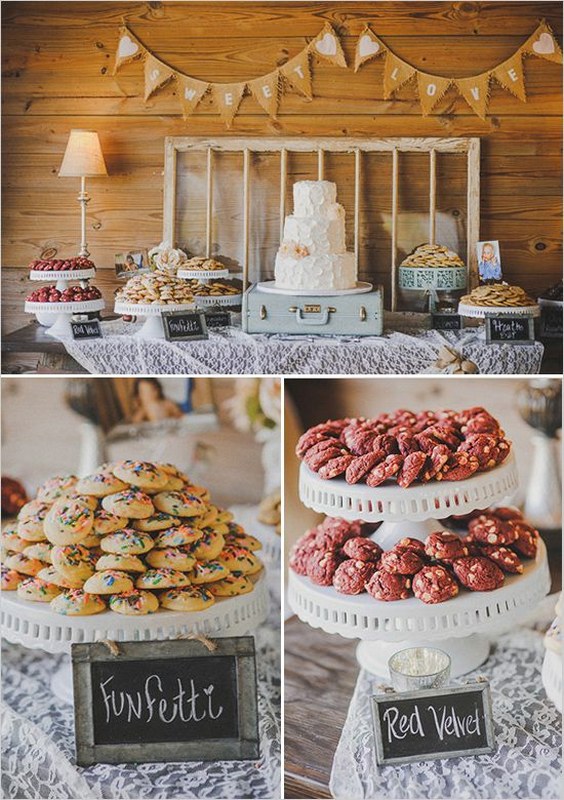 rustic country cookie and dessert table