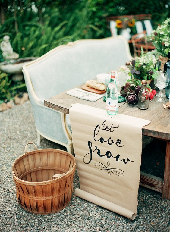 rustic country kraft paper table runner