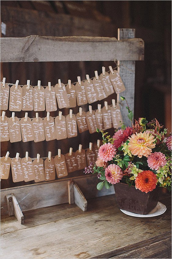 rustic country kraft paper wedding escort cards